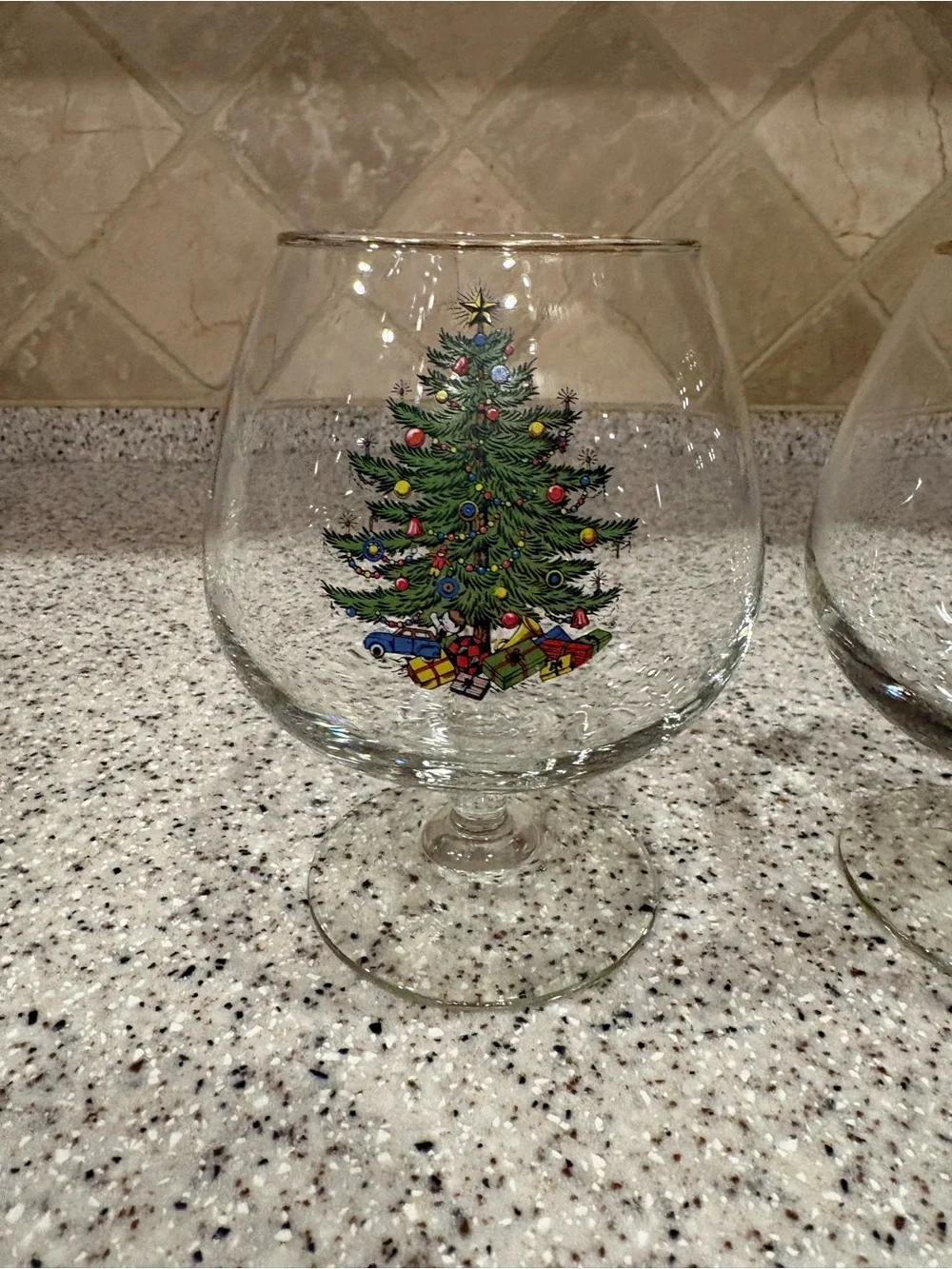 Vintage Cuthbertson Christmas Tree Brandy Glass